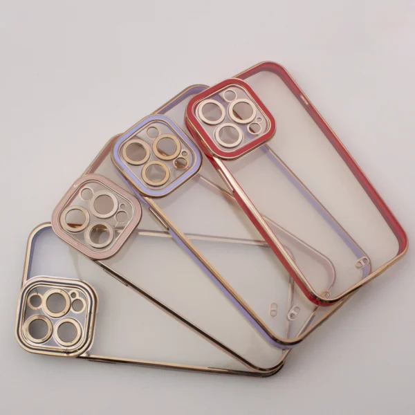 Fashion Case for iPhone 13 Pro Gold Frame Gel Cover Purpleeng