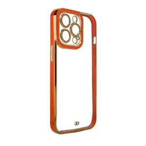 Fashion Case for iPhone 13 Pro Gold Frame Gel Cover Redeng