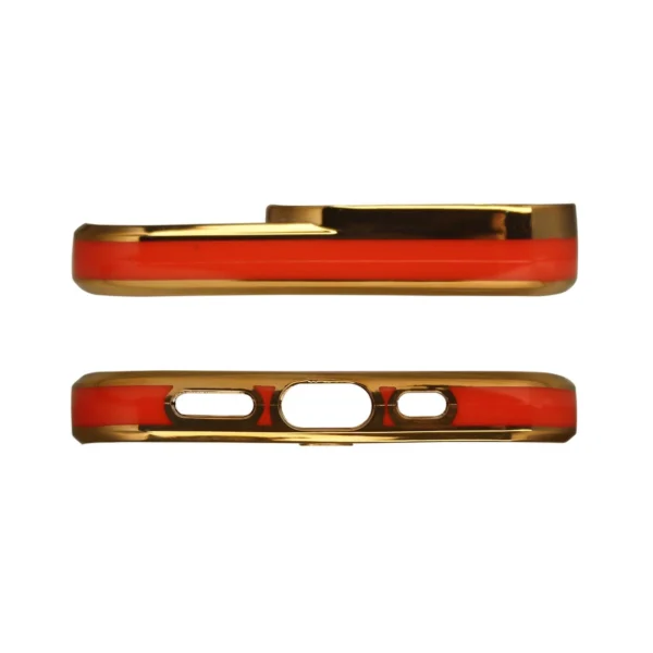 Fashion Case for iPhone 13 Pro Gold Frame Gel Cover Redeng