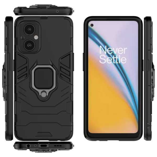 Ring Armor tough hybrid case cover + magnetic holder for OnePlus Nord N20 5G blackeng
