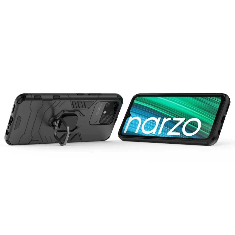 Ring Armor tough hybrid case cover + magnetic holder Realme Narzo 50A blackeng