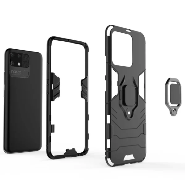 Ring Armor tough hybrid case cover + magnetic holder Realme Narzo 50A blackeng