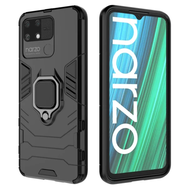 Ring Armor tough hybrid case cover + magnetic holder Realme Narzo 50A blackeng