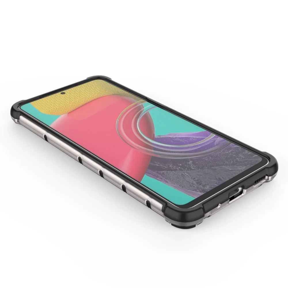 Honeycomb case armored cover with a gel frame for Samsung Galaxy M53 5G transparenteng