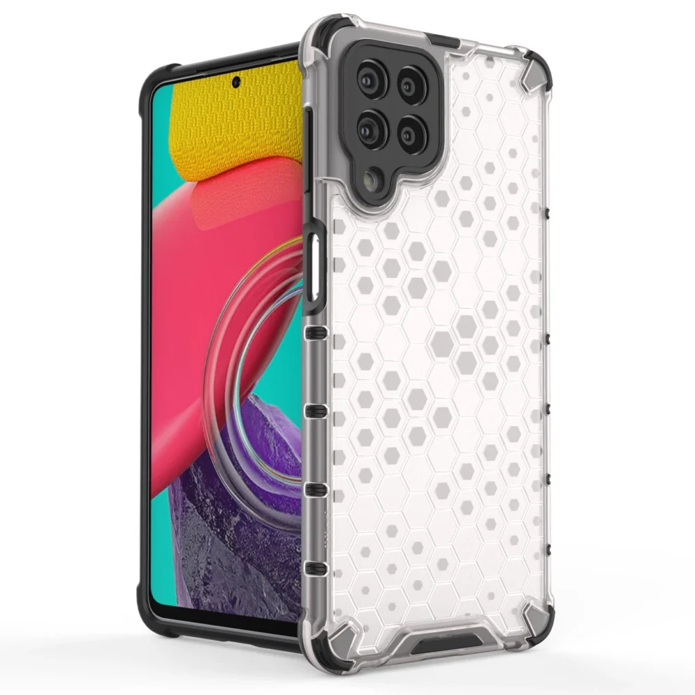 Honeycomb case armored cover with a gel frame for Samsung Galaxy M53 5G transparenteng