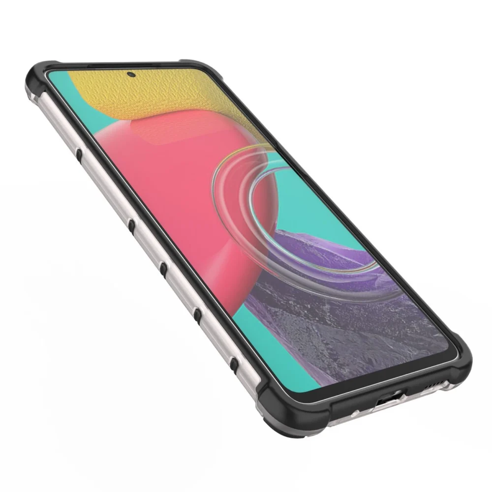 Honeycomb case armored cover with a gel frame for Samsung Galaxy M53 5G transparenteng