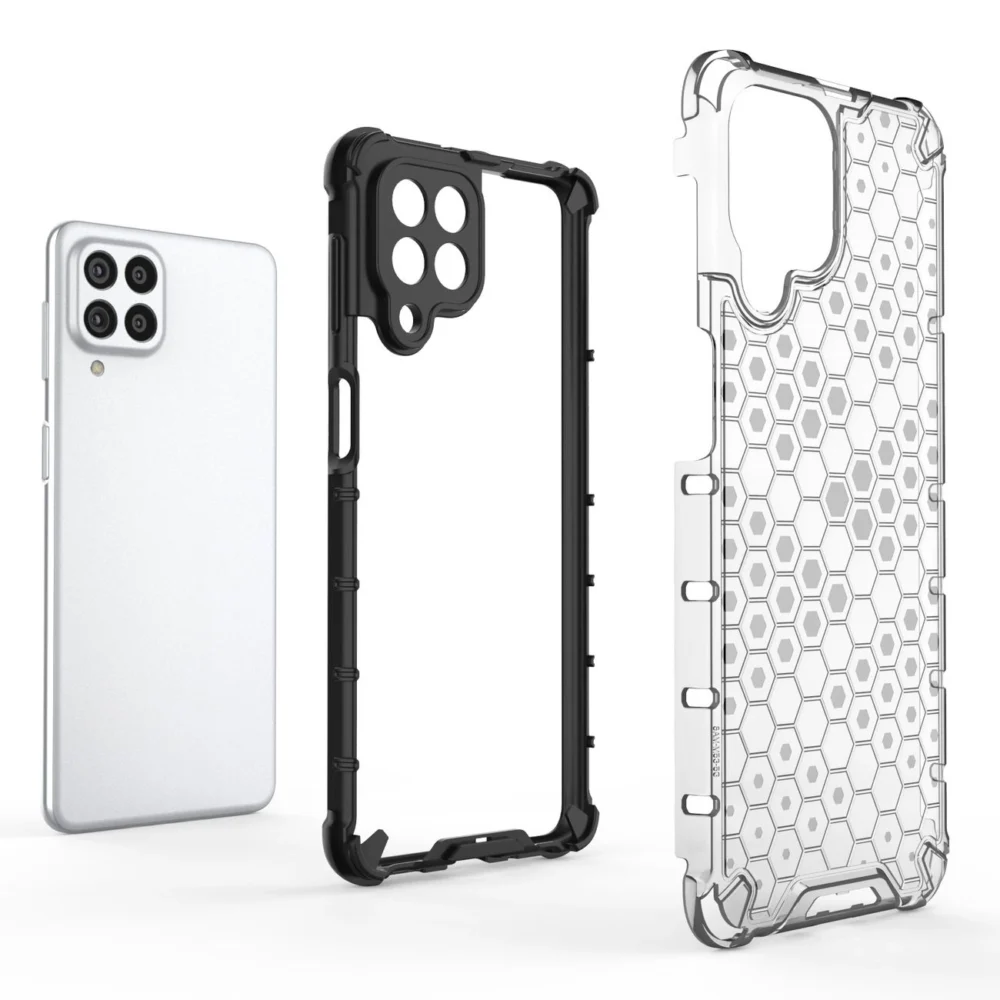 Honeycomb case armored cover with a gel frame for Samsung Galaxy M53 5G blackeng