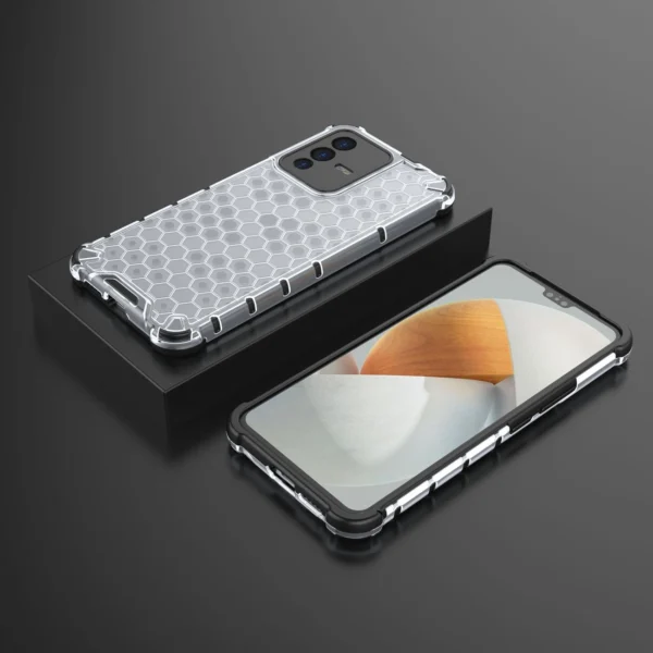 Honeycomb case armored cover with a gel frame for Vivo V23 5G transparenteng