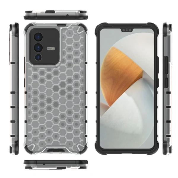 Honeycomb case armored cover with a gel frame for Vivo V23 5G transparenteng