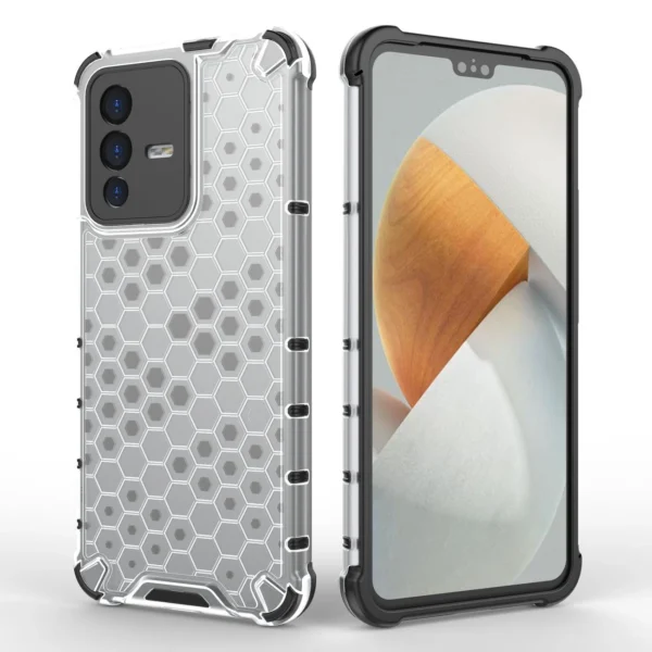 Honeycomb case armored cover with a gel frame for Vivo V23 5G transparenteng