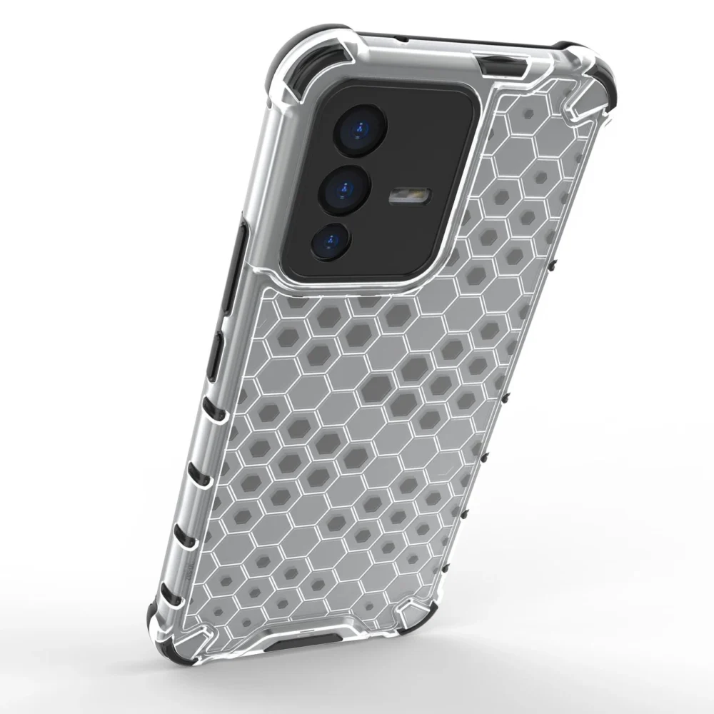 Honeycomb case armored cover with a gel frame for Vivo V23 5G transparenteng