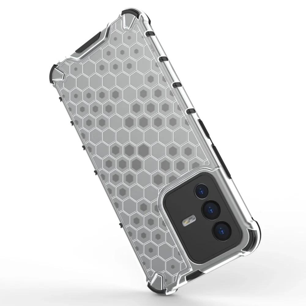 Honeycomb case armored cover with a gel frame for Vivo V23 5G transparenteng