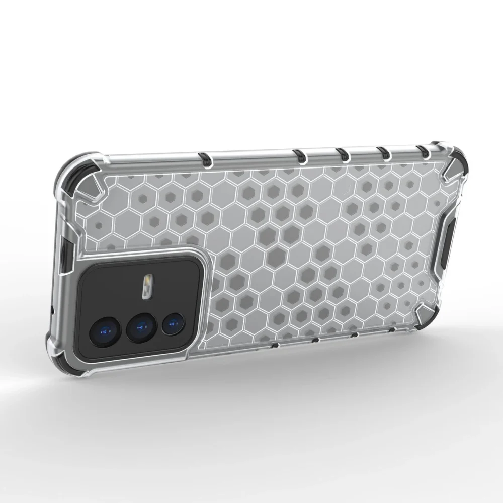 Honeycomb case armored cover with a gel frame for Vivo V23 5G transparenteng