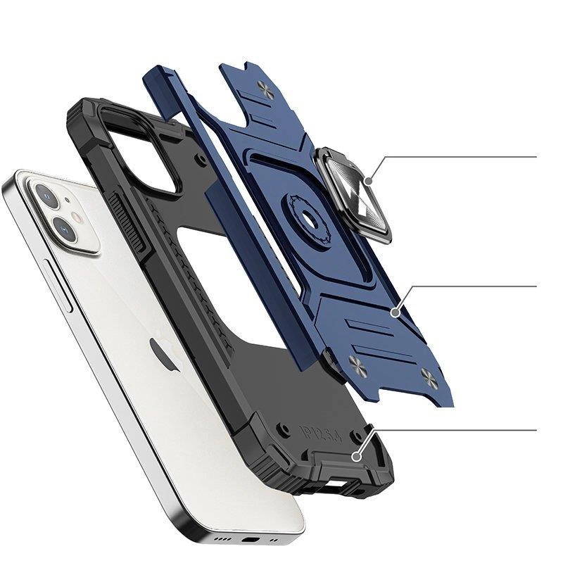 Wozinsky Ring Armor case for iPhone 14 Plus armored cover magnetic holder ring blueeng