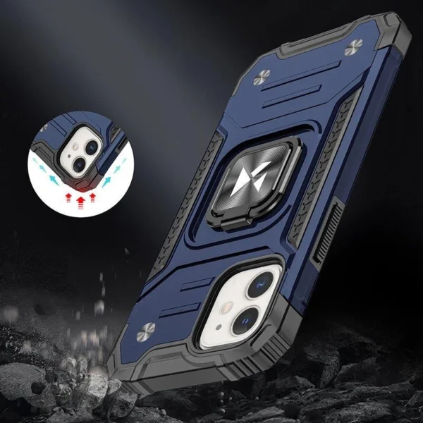Wozinsky Ring Armor case for iPhone 14 Plus armored cover magnetic holder ring blueeng