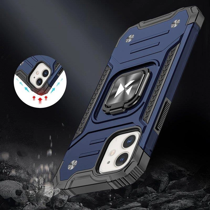 Wozinsky Ring Armor case for iPhone 14 Plus armored cover magnetic holder ring blueeng