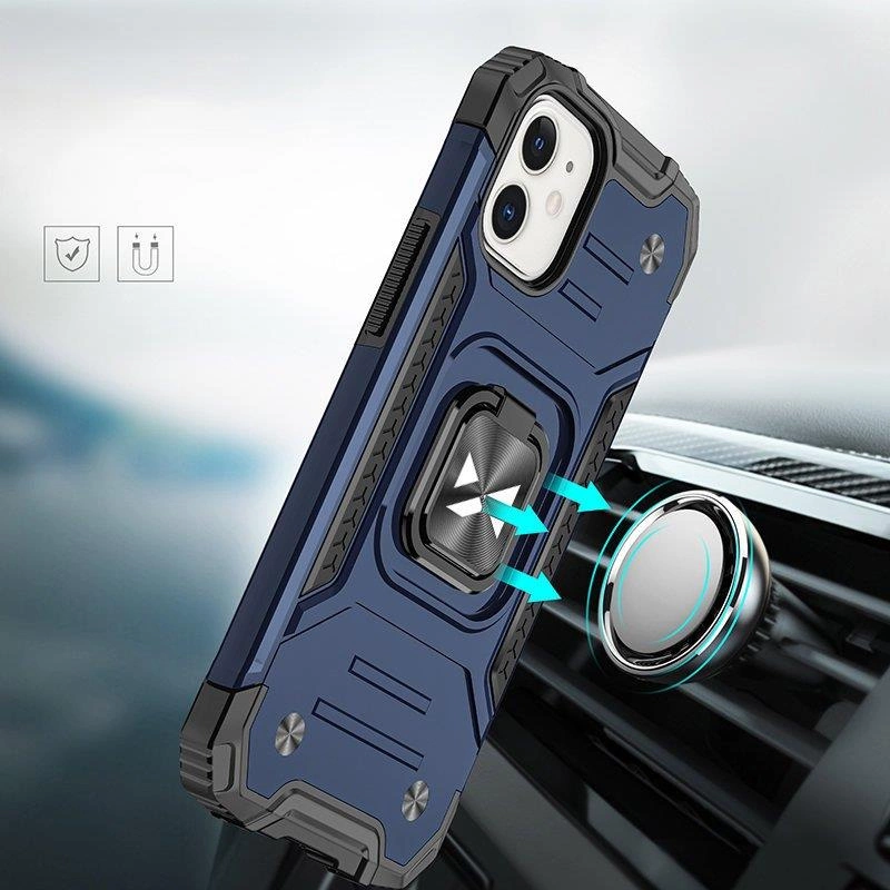 Wozinsky Ring Armor case for iPhone 14 Plus armored cover magnetic holder ring blueeng