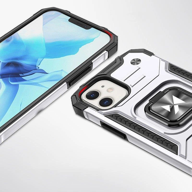 Wozinsky Ring Armor case for iPhone 14 armored cover magnetic holder ring silvereng