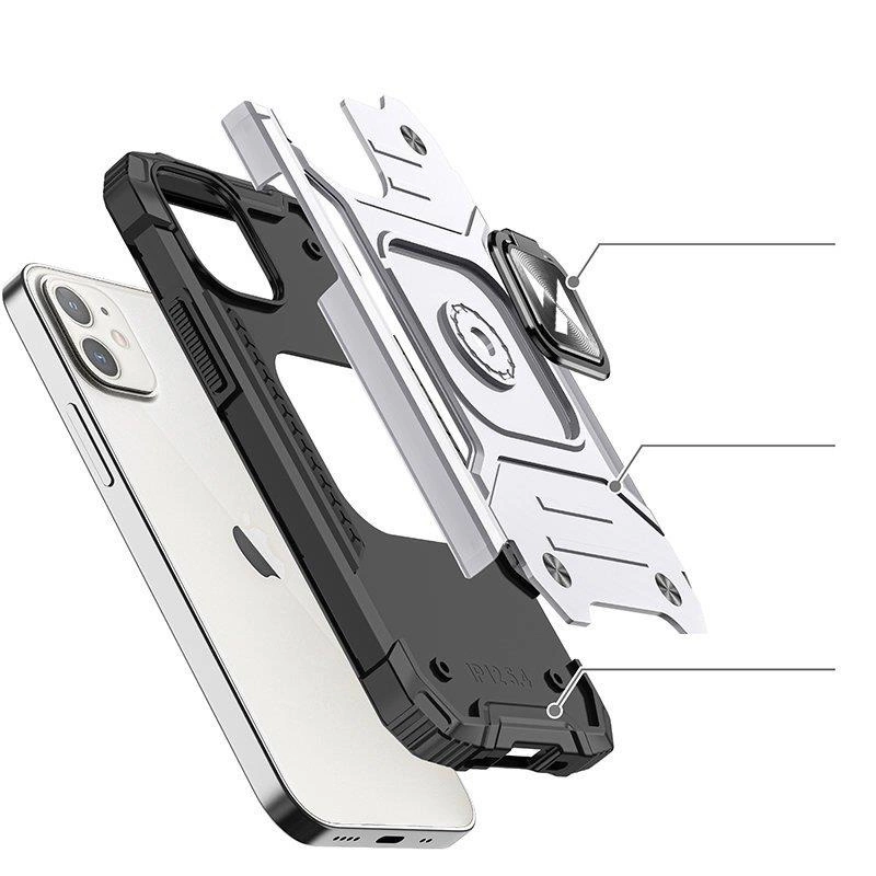 Wozinsky Ring Armor case for iPhone 14 armored cover magnetic holder ring silvereng