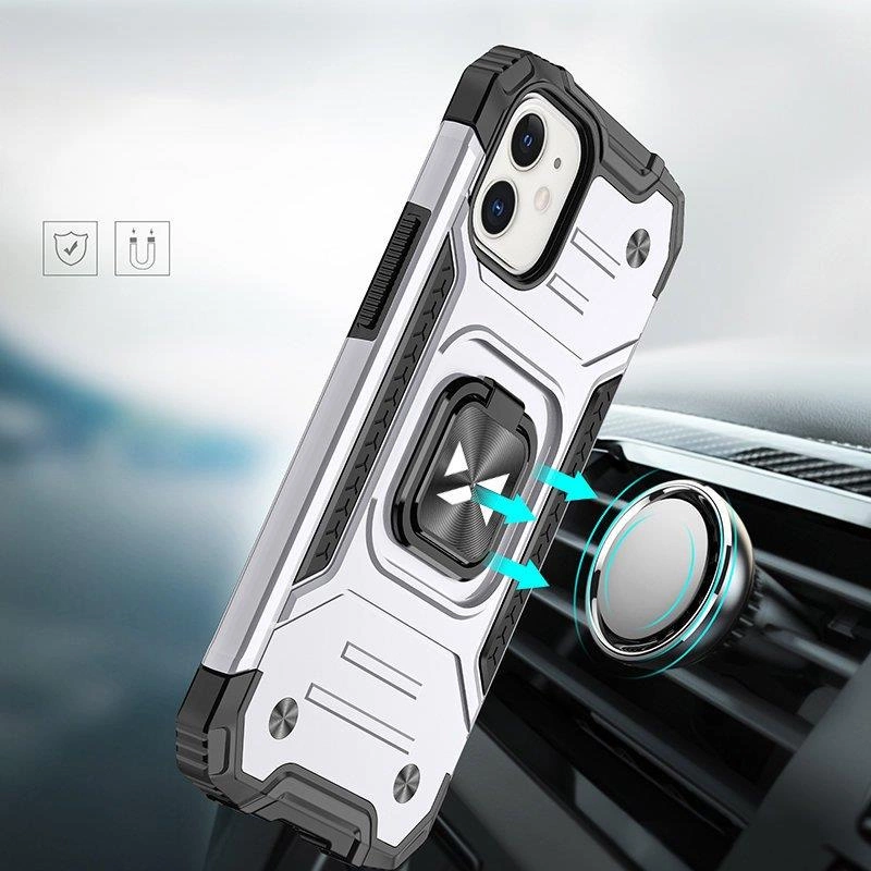 Wozinsky Ring Armor case for iPhone 14 armored cover magnetic holder ring silvereng