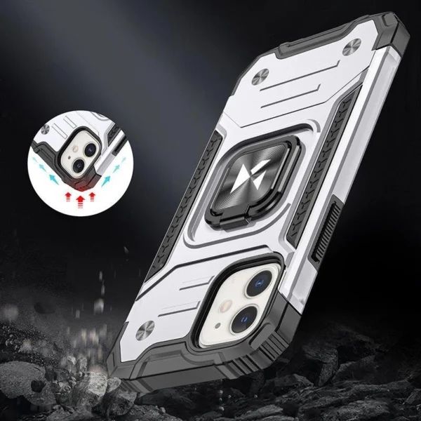 Wozinsky Ring Armor case for iPhone 14 armored cover magnetic holder ring silvereng