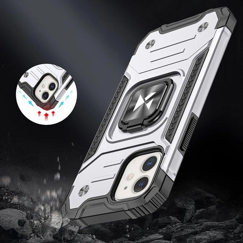 Wozinsky Ring Armor case for iPhone 14 armored cover magnetic holder ring silvereng