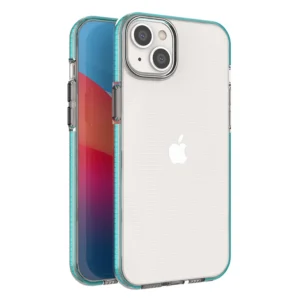 Spring Case case for iPhone 14 Plus silicone cover with frame light blueeng