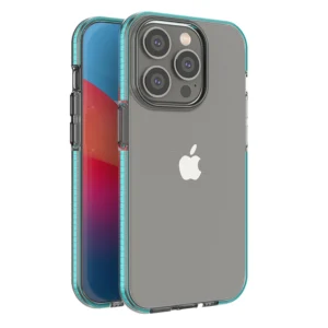 Spring Case case for iPhone 14 Pro silicone case with a frame light blueeng