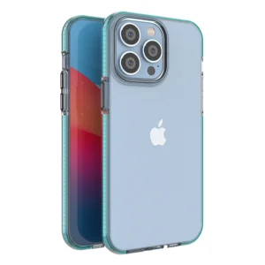 Spring Case for iPhone 14 Pro Max silicone cover with frame light blueeng