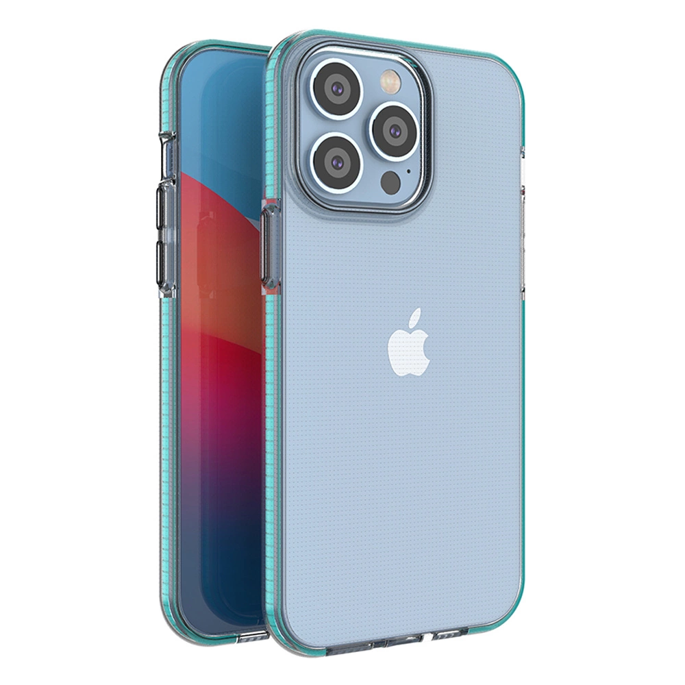 Spring Case for iPhone 14 Pro Max silicone cover with frame light blueeng