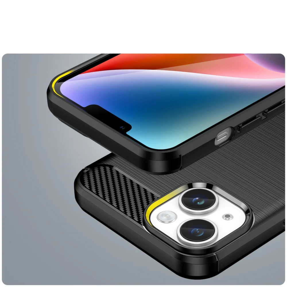 96586_5 Carbon Case iPhone 14 case flexible gel back cover blackeng