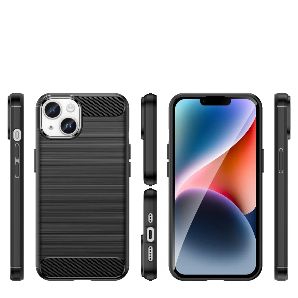 96588_2 Carbon Case for iPhone 14 Plus flexible gel back cover blackeng
