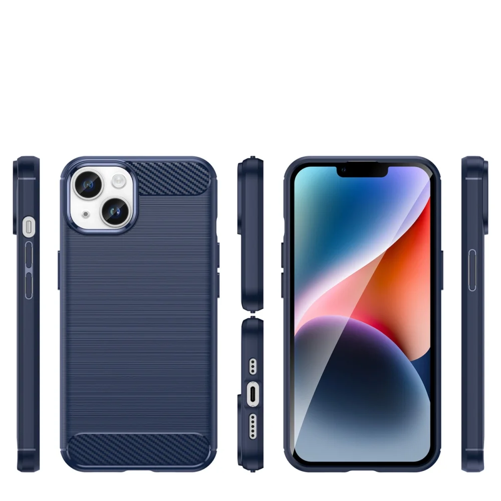 96589_2 Carbon Case for iPhone 14 Plus flexible gel back cover blueeng