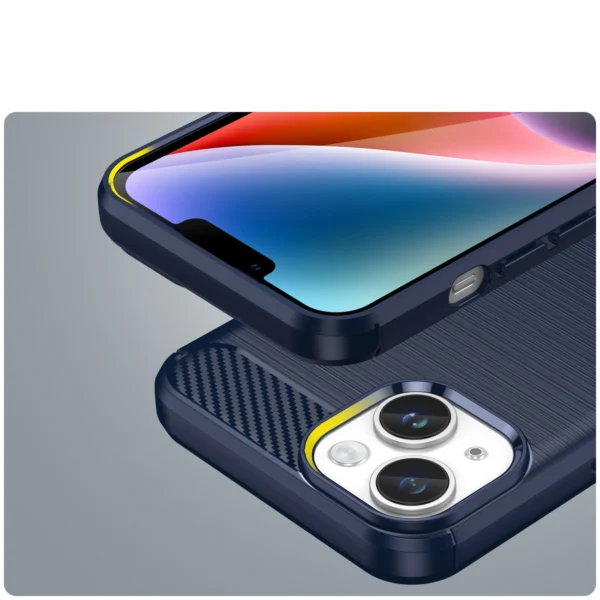 Carbon Case for iPhone 14 Plus flexible gel back cover blueeng