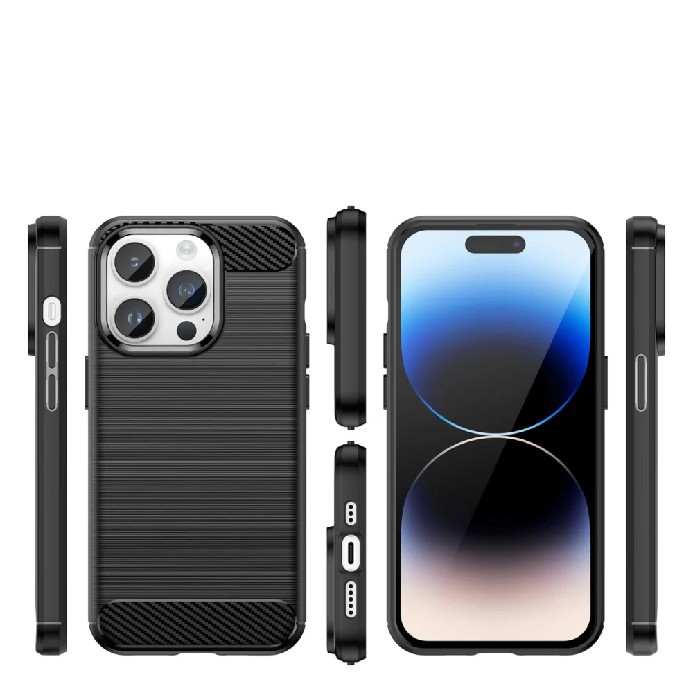 96592_2 Carbon Case iPhone 14 Pro Max flexible gel back cover blackeng