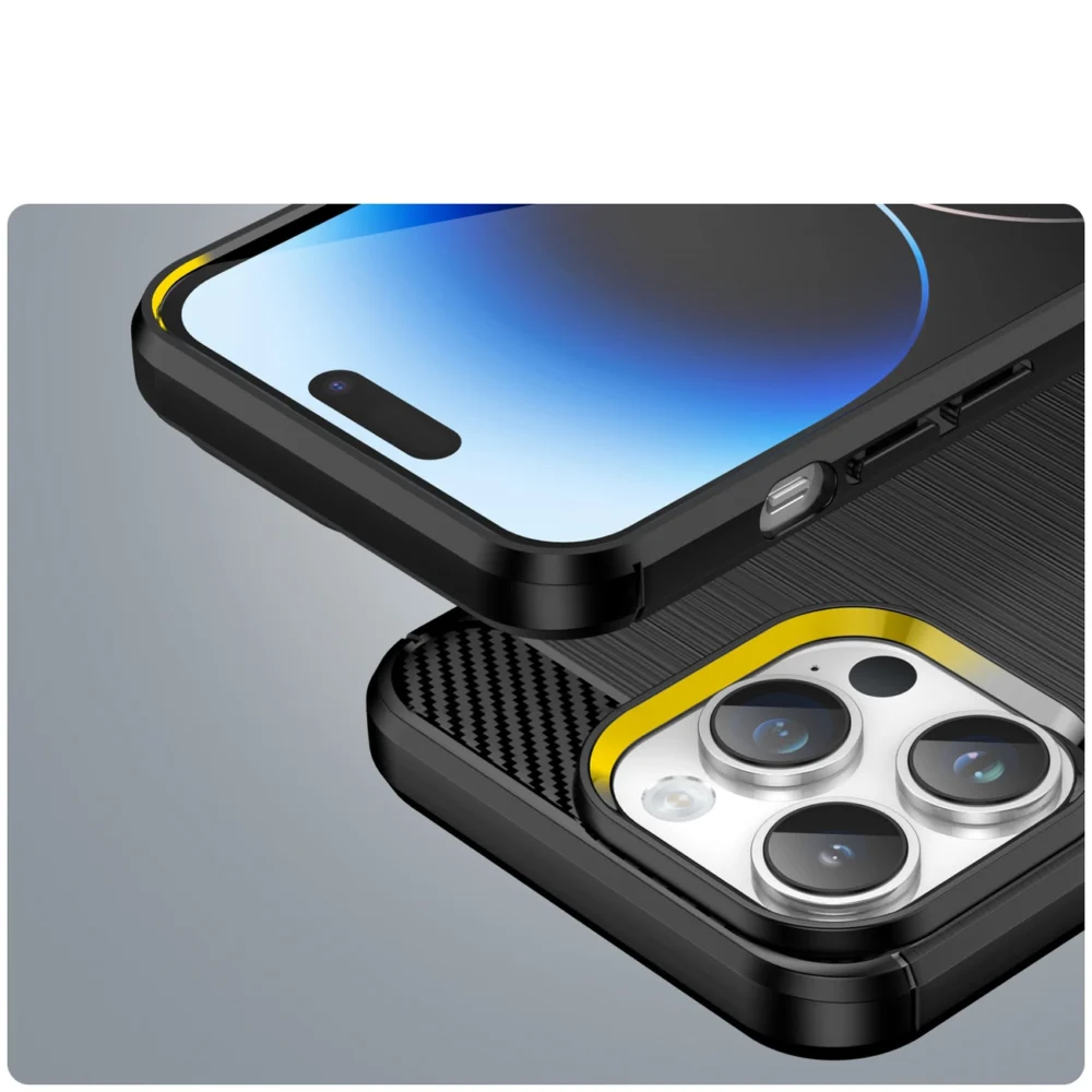96592_6 Carbon Case iPhone 14 Pro Max flexible gel back cover blackeng