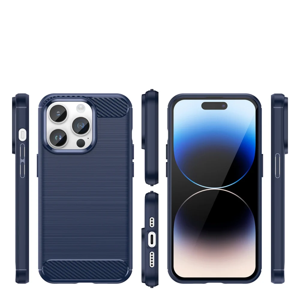 96593_2 Carbon Case for iPhone 14 Pro Max flexible gel back cover blueeng
