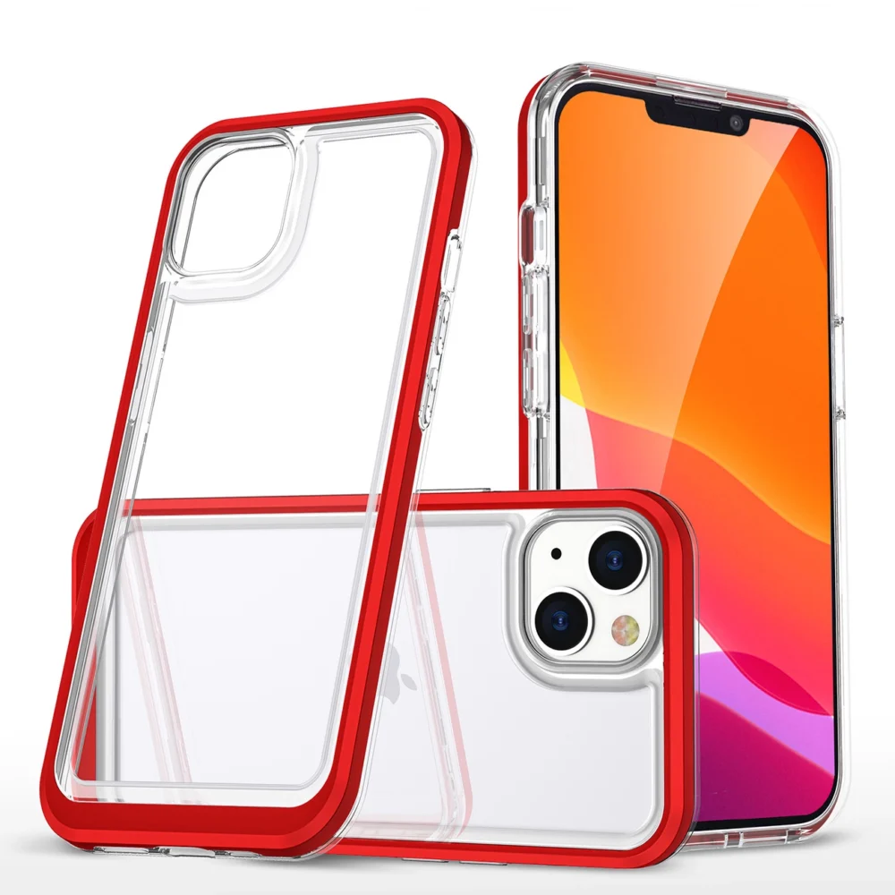 Clear 3in1 case for iPhone 14 Plus silicone cover with frame redeng