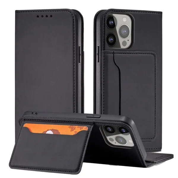 Magnet Card Case case for iPhone 14 Plus flip cover wallet stand blackeng