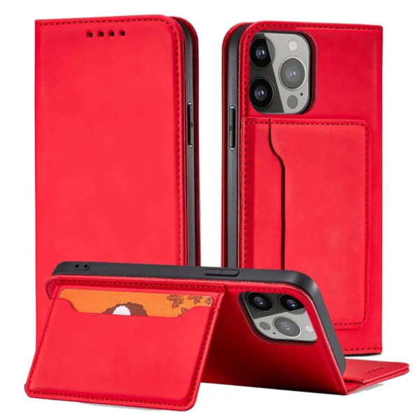 Magnet Card Case case for iPhone 14 Pro flip cover wallet stand redeng