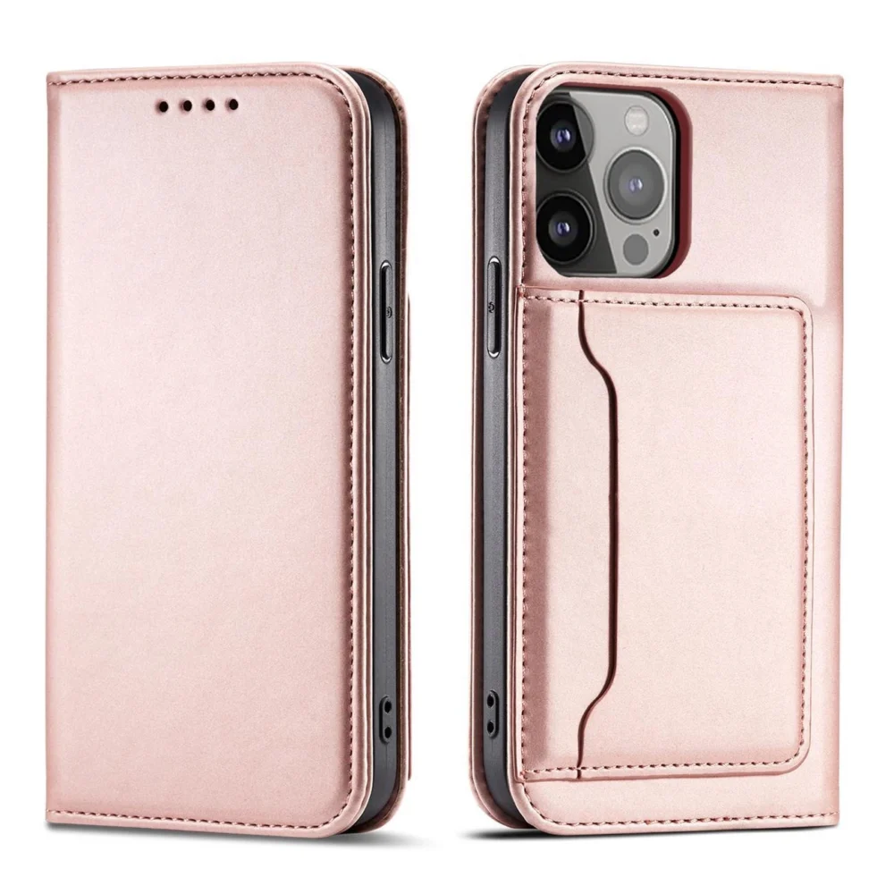 Magnet Card Case case for iPhone 14 Pro flip cover wallet stand pinkeng