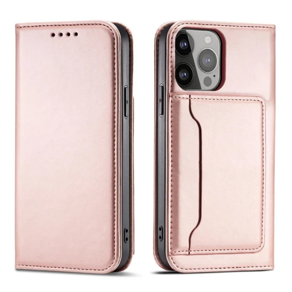 Magnet Card Case case for iPhone 14 Pro flip cover wallet stand pinkeng