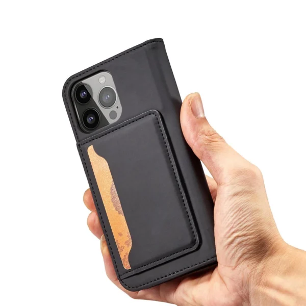 Magnet Card Case case for iPhone 14 Pro Max flip cover wallet stand blackeng
