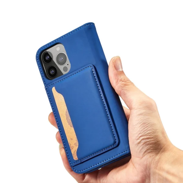 Magnet Card Case case for iPhone 14 Pro Max flip cover wallet stand blueeng