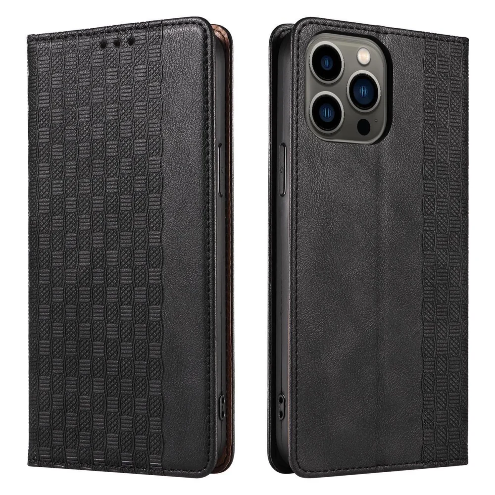 Magnet Strap Case Case for iPhone 14 Plus Flip Wallet Mini Lanyard Stand Blackeng