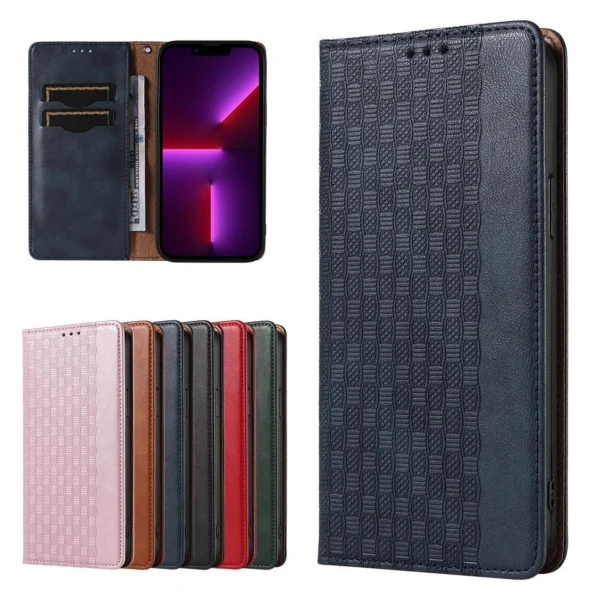 Magnet Strap Case Case for iPhone 14 Plus Flip Wallet Mini Lanyard Stand Blueeng