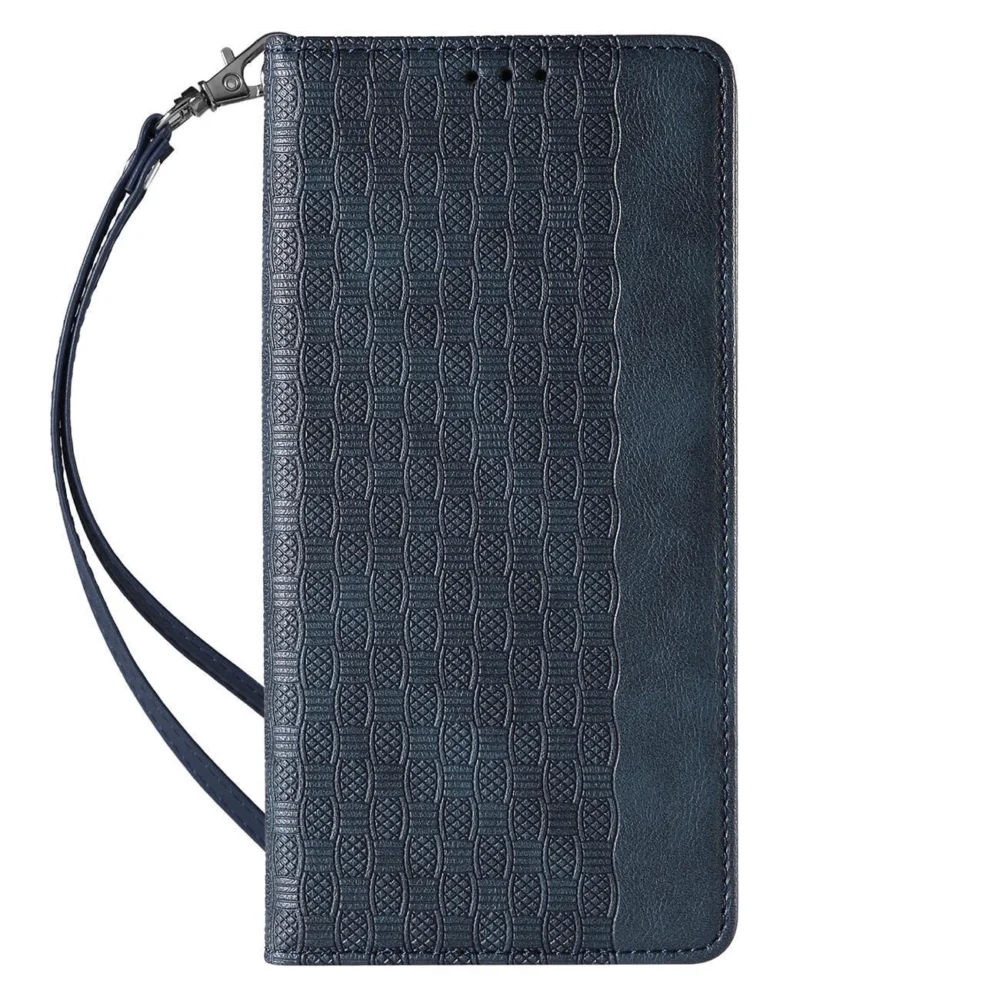 Magnet Strap Case Case for iPhone 14 Plus Flip Wallet Mini Lanyard Stand Blueeng