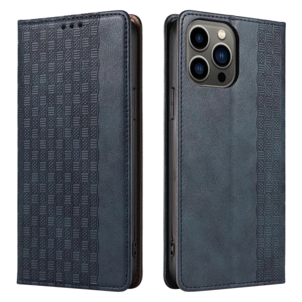 Magnet Strap Case iPhone 14 Pro Flip Wallet Mini Lanyard Stand Blueeng