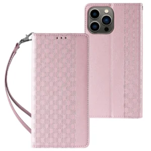 Magnet Strap Case Case for iPhone 14 Pro Flip Wallet Mini Lanyard Stand Pinkeng