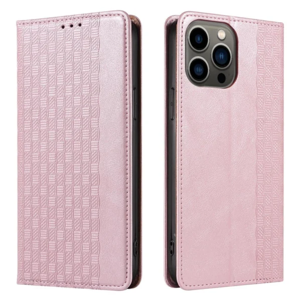 Magnet Strap Case Case for iPhone 14 Pro Flip Wallet Mini Lanyard Stand Pinkeng